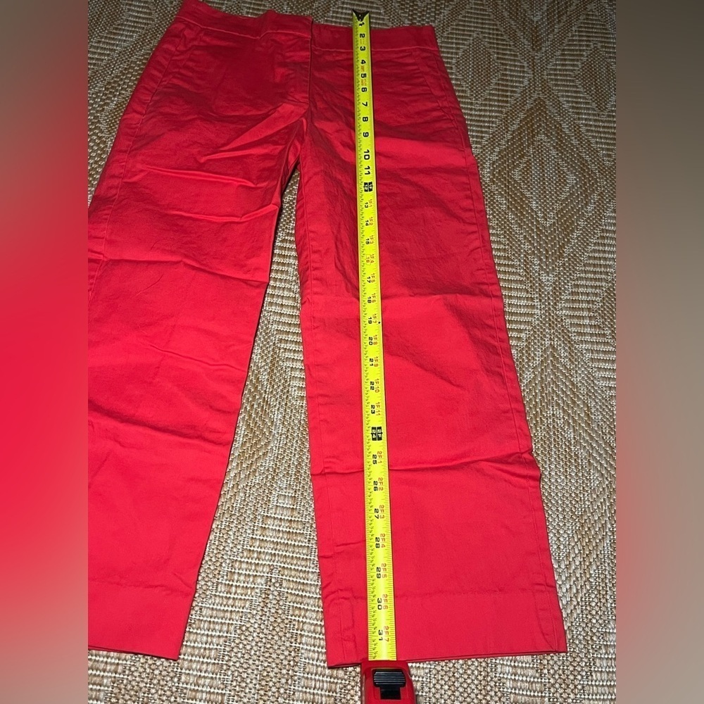 J. Crew Women's Bright Red Stretch Dress Capri Pants,Size 00 - Picture 4 of 10